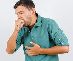 man is Coughing due to allergic sinus